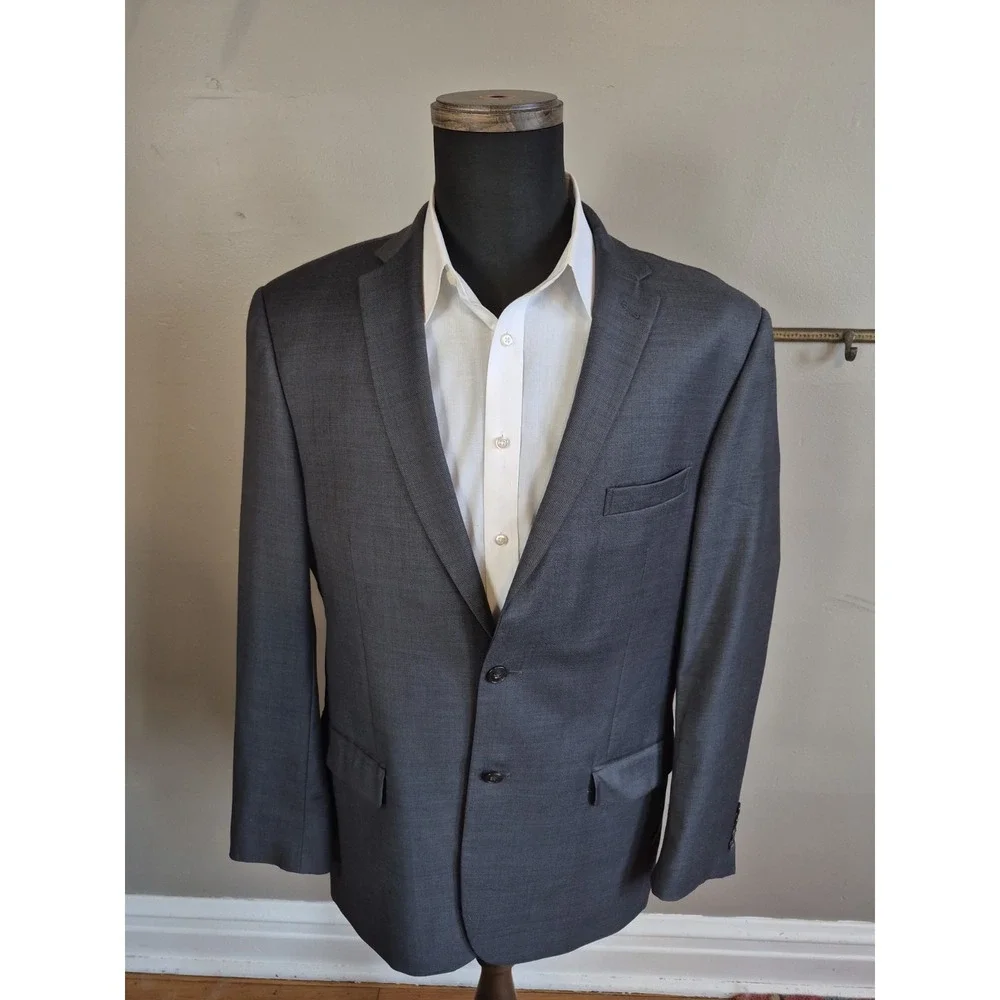 Jos A Bank Mens Slim Fit Sports Coat 43L Gray Wool 2 Button Blazer M801